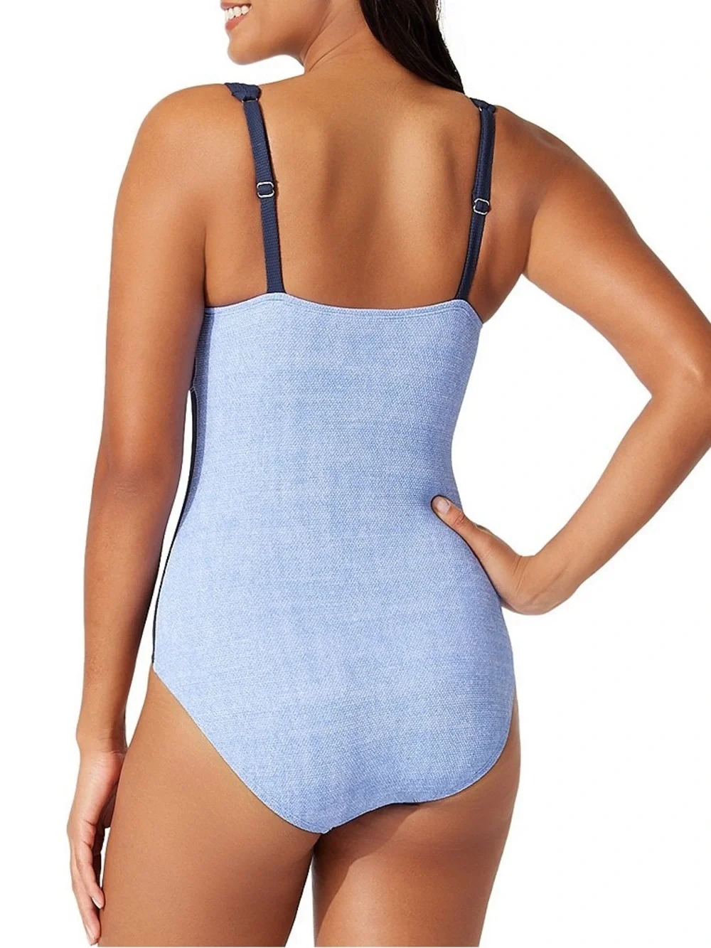 🆕 Tommy Bahama Island Cays One-piece Swimsuit Color Block Blue Women’s Size 6 - Picture 2 of 11